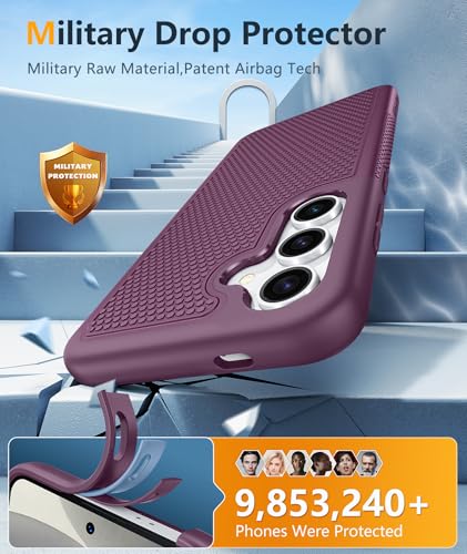 Image of FNTCASE for Samsung Galaxy S25-Plus Case: S24-Plus Dual Layer Heavy Duty Phone Protective Cover Shockproof Rugged with Non-Slip Textured - Military Drop Protection Bumper - 6.7 inch (Burgundy Purple)