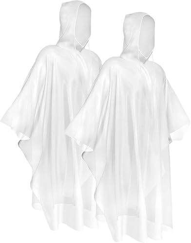 TORASO Poncho de lluvia con capucha para adultos, poncho de lluvia transparente desechable para adultos, impermeables de emergencia desechables