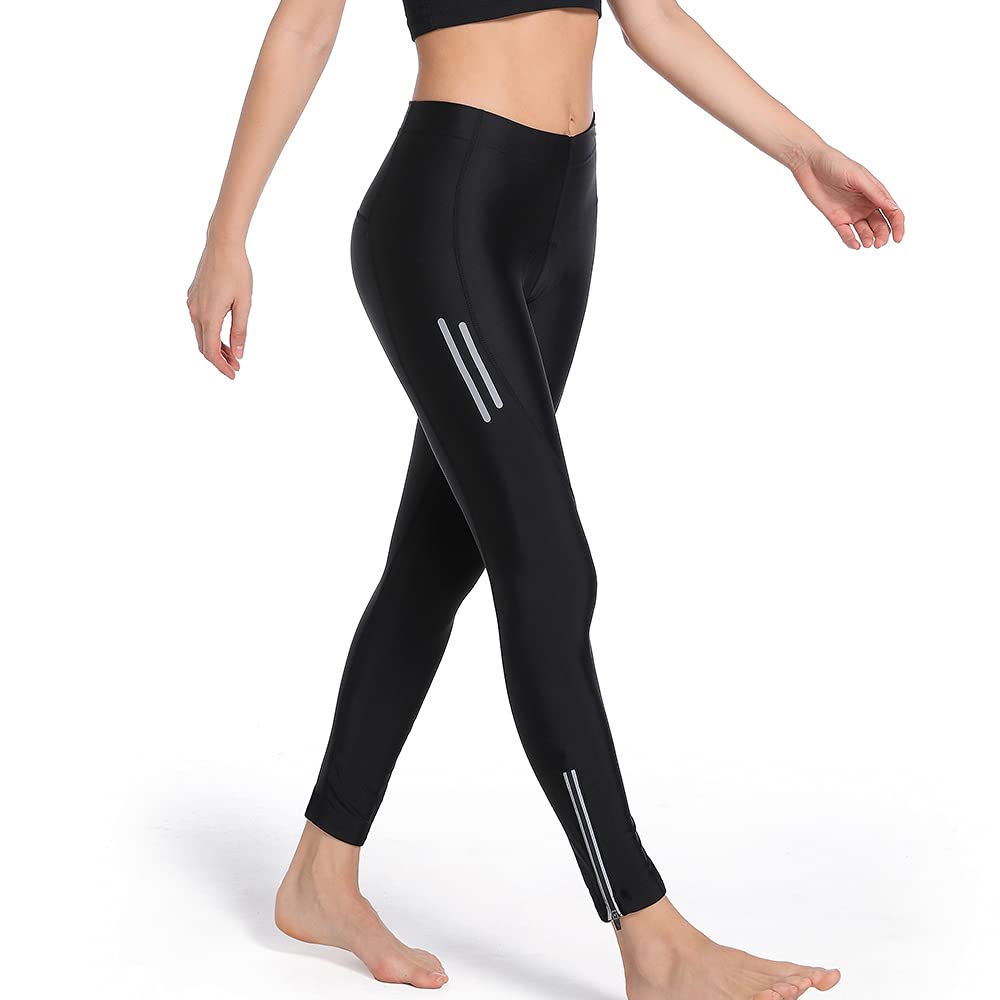 WOSAWE Pantaloni da Ciclismo da Donna Gel Pad Mountain MTB Pantaloni da Bici Ciclismo Lungo Calzamaglia da Ciclismo Pantaloni da Bicicletta da Corsa Anti-Sudore(Nero,L)