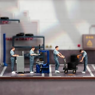 Miniatures Figurine 1/87 1/64 1/43 1/24 Scale Car Repair Crew Automobile inspection Figures Model Creative Photography Scene Props (Painted, 1/64 Scale)
