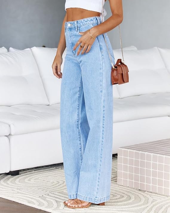 Women's High Waisted Wide Leg Jeans Baggy Mom Casual Denim Pants Stretchy Loose Fit Straight Leg Boyfriends Jeans Trendy4