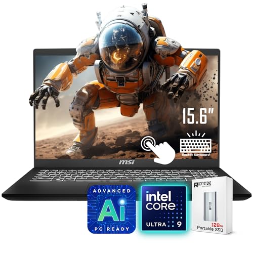 Image of msi Modern 15H AI Ready Business Laptop, 15.6 inch FHD Touchscreen Laptop, Intel Core Ultra 9 185H(>i9-13900H, 5.1 GHz), NPU, Backlit Keyboard, Wi-Fi 6E, Windows 11 Pro, Black(64GB DDR5 RAM | 1TB SSD)