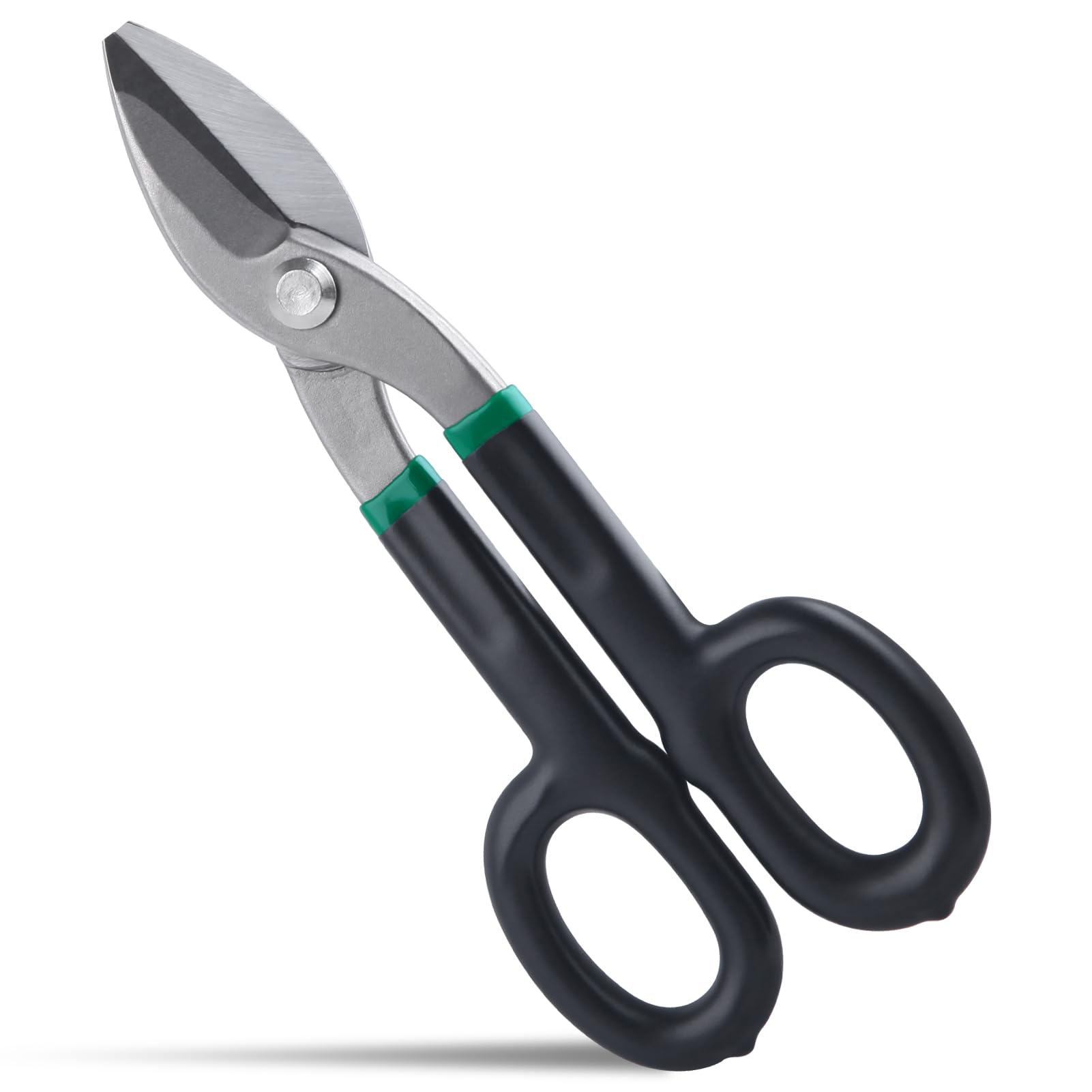 INJOYTEC 8 Inch Tin Snips Metal Cutters Straight Pattern Tinners Snips Flat Blade Heavy Duty Shears with Comfortable Handle for Cutting Sheet Metal