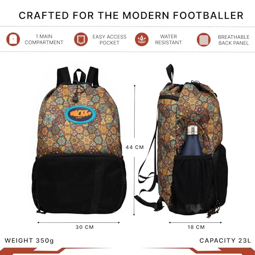 Image of WHACKK Tornado Printed Football Bag | Football Kit Bag with Ball & Shoe Compartment | Unisex Sports Bag for Training, Match Day & Practice