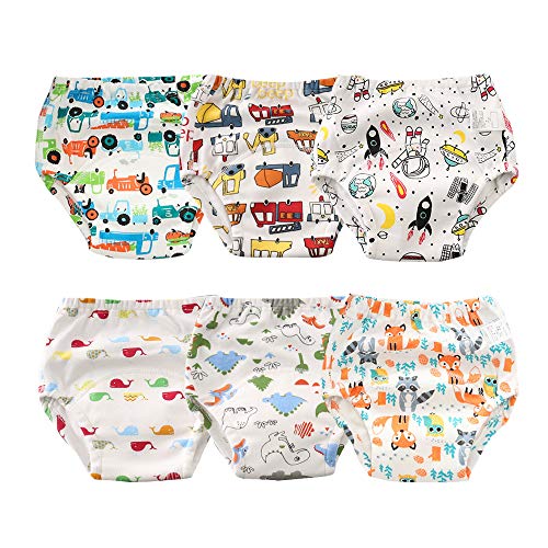 Orinery Padded Toddler Potty Training Pants for Boys and Girls Waterproof Underwear 6-Pack (6-12 Months Old, DX-B)