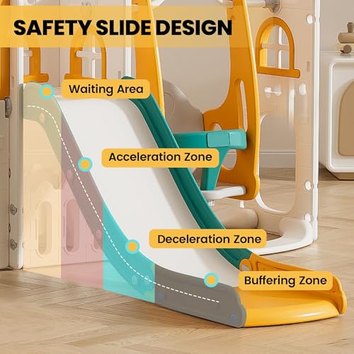 10 in 1 Toddler Slide, Age 1-3 with Swing, Basketball Hoop and Telescope, Kid Slide for Toddlers, Indoor Outdoor Playset Toddler Playground - Thumbnail 5