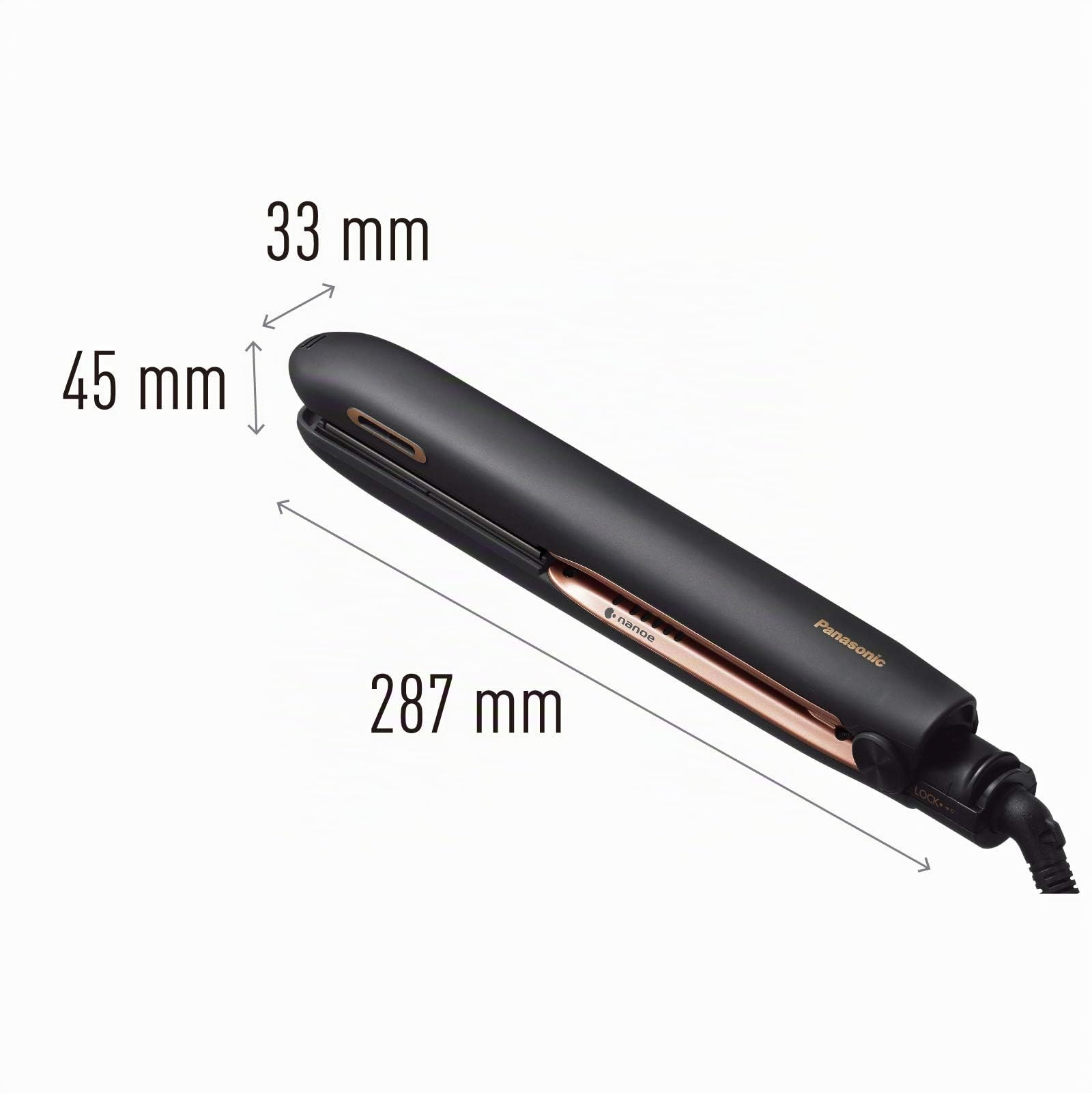 Panasonic Glätteisen EH-PHS9K mit nanoe™-Technologie (Temperaturregulierung, 5 Temperaturstufen, schwarz-roségold)