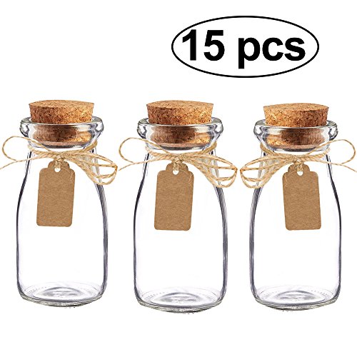 Bodosac Awtlife 15Pcs Vintage Glass Milk Favor Jar With Cork Lids For Wedding Party Favor（3.4Oz） #TOP5