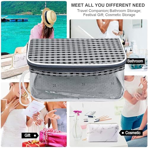 Image of Storite Set of 4 Travel Pouch Bags - Clear PVC Toiletry, Cosmetic & Storage Organizer Bags for Travel, Gym, Makeup & Daily Use Waterproof Zipper Bags