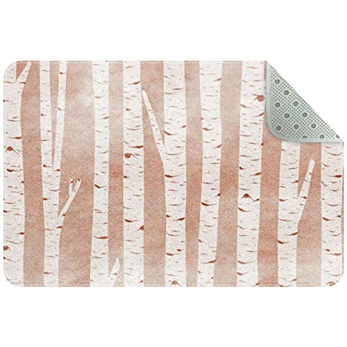 Small Birch Tree White Vintage Kids Room Square Area Rug, 2’ x 3’ Non Slip Washable Floor Mat For Teen Girls Boys Room, Soft Home Office Indoor Carpet For Entryway