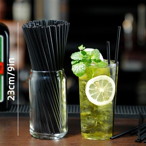 (100 Pack) Reusable Black Straws,9\" High Black Straws,for Family Bars Cafes Restaurants BBQ Parties Celebrations - Thumbnail 2