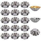 18 Piezas Moldes para Tartaletas Pequeñas, 6.5x2.3cm Moldes Mini Tartaletas de Acero Carbono, Molde del Pudin para Galletas Reutilizable, para Tartas de Huevos, Magdalenas, Galletas, Pastel Galletas