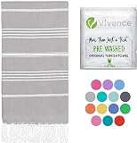 Vivence 100% Organic Cotton Turkish Beach Towel Infused with Aloe Vera 38"x72" - Oversized Beach Tow