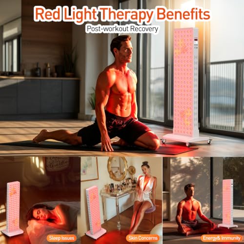Image of Red Light Therapy Panel for Full Body, 5 Wavelength 150 Dual Chip LEDs 630+660+810+830+850nm Near Infrared Lamp Therapy Device with Timer & Stand Pain Relief Face Skin Health Sleep
