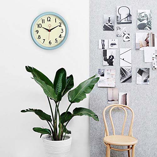 Lumuasky Retro Wall Clock 9.5 Inch Blue Kitchen 50'S Vintage Design Round Silent Non Ticking Battery Operated Quality Quartz Clock (Robin Egg Blue) #TOP6