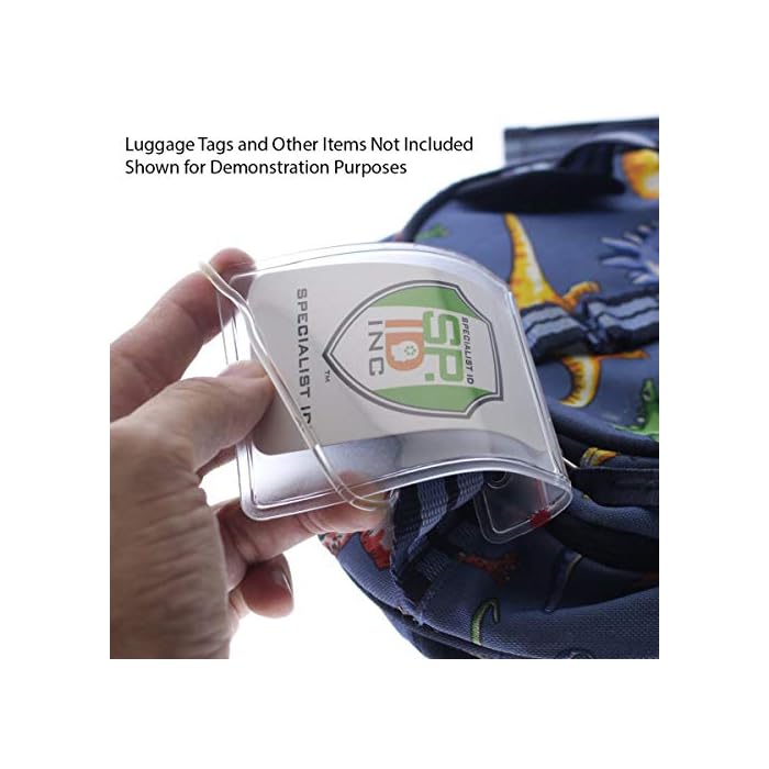 10 Pack 6 Inch Premium Clear Plastic Luggage Tag Holder/Worm Loops for Bag Tags, by Specialist ID