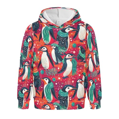 Kids Hoodies Sweaters Christmas Xmas Penguin Hooded Sweatshirts with Big Pockets for Boys Girls B0400418