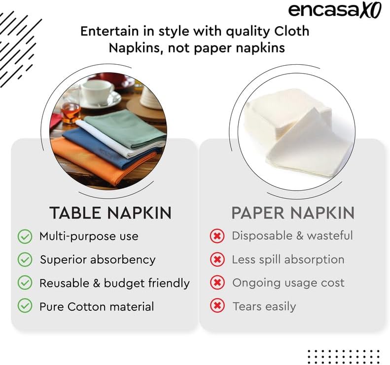 Miniatura 5 de Encasa - Servilletas de tela de algodón  Juego de 12  Tamaño 17 x 17 pulgadas  Color sólido rosa intenso  Lavable a máquina