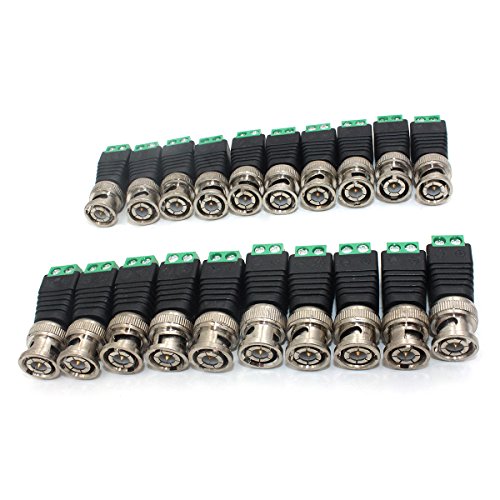 ZRAMO 20 Pcs Q9 Screw Terminal Camera Video BNC Male Balun Adapter Connector