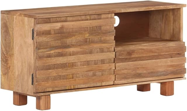 vidaXL Solid Mango Wood TV Cabinet Bedroom Entertainment Centre Stand Unit Living Room Wooden Stereo Cabinet Media Lowboard Furniture