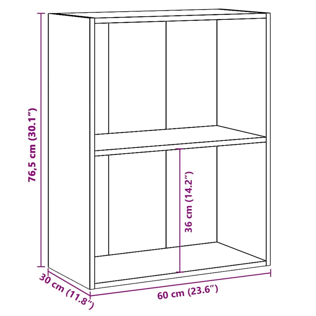 Libreria in rovere Sonoma, 2 scomparti, 60 x 30 x 76,5 cm, per soggiorno, corridoio, ufficio, cameretta dei bambini, decorazione