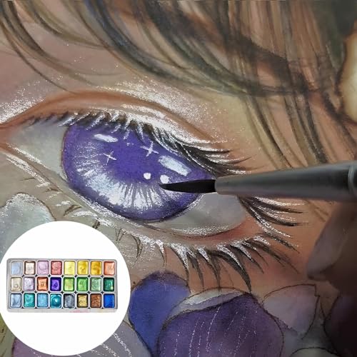 Glitter Acuarela Set - Conjunto de acuarela perla, opalescente Acuarela Set | Pintura de acuarela iridiscente con técnicas de acuarela sin esfuerzo, pintura brillante acuarela para artistas - imagen 2