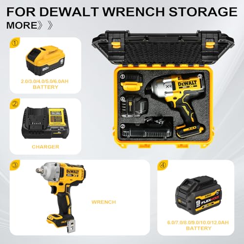 Case for Dewalt Impact Wrench 1/2: Waterproof Tool Box for Dewalt Cordless Impact Wrench 1/2 Inch DCF900 | DCF891 | DCF961b, Hard Carrying Bag for Torque Wrench Set | Battery | Charger (Case Only) - Thumbnail 4