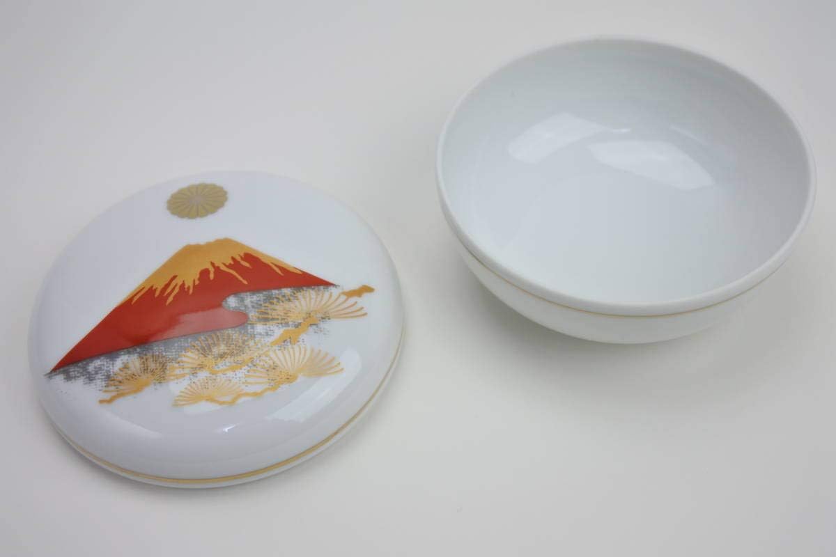 皇室ボンボニエール 天皇陛下菊の御紋赤富士磁器 ボンボニエール 永遠の