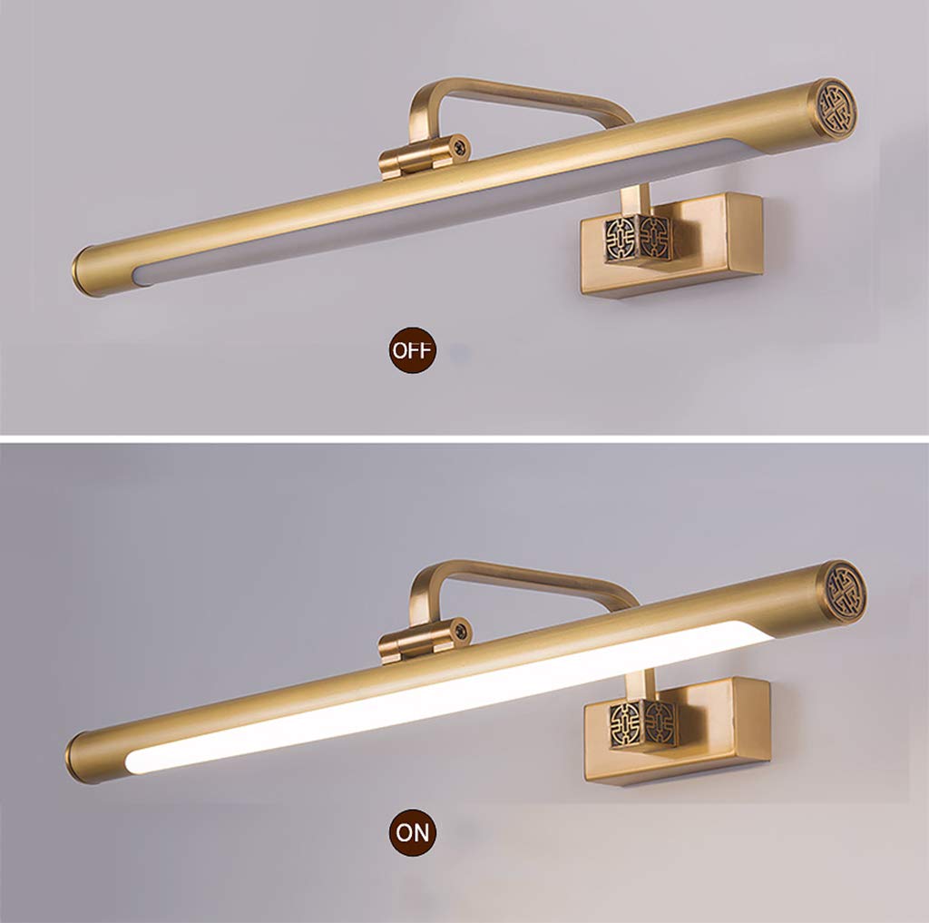 Spiegelleuchten Spiegel Frontleuchte Kupfer Badezimmer Badezimmer Schrank Spiegel Licht Retro Spiegel Licht Wasserdicht Nebel (weißes Licht) (Farbe: Messing Größe: 44-76cm) Wandleuchten