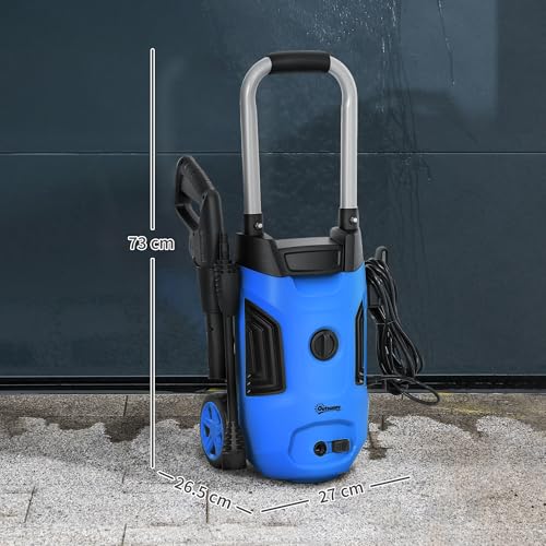 Outsunny 1800W High Pressure Washer, 150 Bar Pressure, 420 L/h Flow, Portable Power Washer Jet Wash Cleaner with Adjustable Nozzle, 6M Hose, Steel Handle for Home Patio Car Driveway, Blue - Image 7