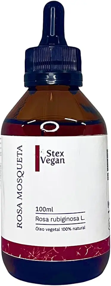 Óleo Vegetal de Rosa Mosqueta, Stex Vegan, 100% Puro e Natural - Elimina Manchas, Anti Estrias e Celulites (100mL Conta Gotas Vidro)