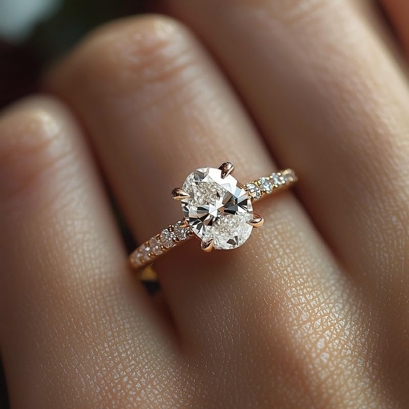 Stunning 2 CT moissanite Ring - The Celestine: 2CT Oval Cut Moissanite Ring, Elegant Engagement Promise Wedding Rings For Women & Gift For Women