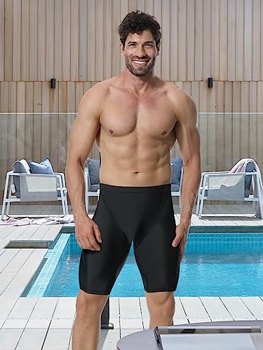 Image of Men's Square Leg Swimming Jammer Shorts UPF50+,Men Swimsuit Swim Jammers Fabric Shape Retention