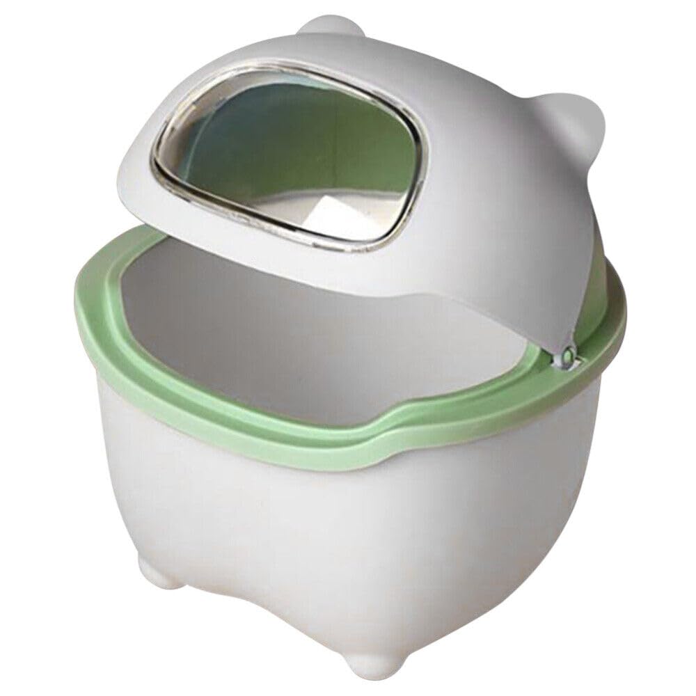 animal design waste bin new creative household desktop plastic trash can Small Portable Table Dustbin Desk Dustbin with Attached lid and Swing Opening Mini Trash bin Can Waster Bin (Green)-image-39