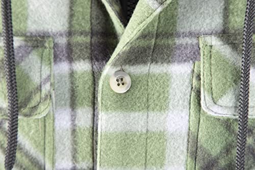 Image of Facitisu Men Flannel Jackets with hood Heavyweight Plaid Jacket hoodie Zipper Warm Thick Winter Coat Green 3XL