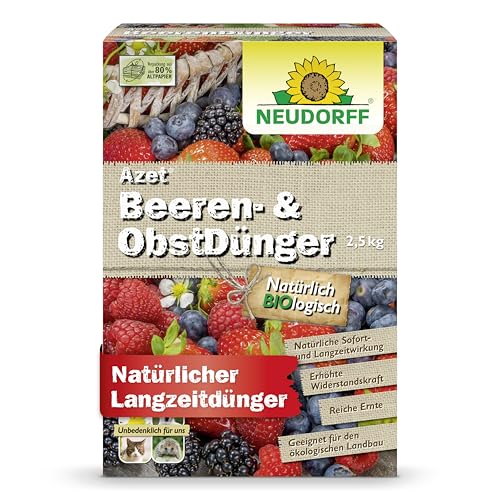 Neudorff Azet Beeren- & ObstDünger – Bio-Dünger für mehr Geschmack und reiche Ernte bei Beeren und Obst mit natürlicher Sofort- & Langzeitwirkung, 2,5 kg