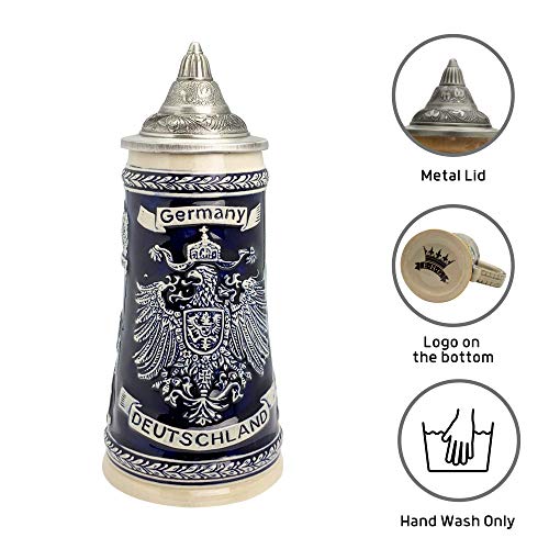 0.7 Liter | Oktoberfesthaus Deutschland German Adler (Eagle) Beer Stein Tankard Cobalt Blue Engraved Cities Of Germany With Lid Jarra De Cerveza, Jarra Stein, Jarras Para Beber Cerveza #TOP2