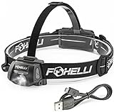 Foxelli USB Rechargeable Headlamp Flashlight With Up To 100 Hours Battery Life Time And New Ultra Bright Cree XP-G2 Led Technology, Waterproof, Impact Resistant, Lightweight & Comfortable, Easy to Use