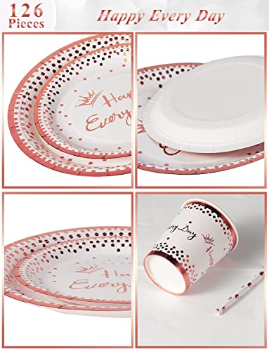 Nkaiso 126 Pezzi Rosa Oro Stoviglie per