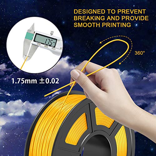 PLA Filament, 1.75mm 3D Printer Filament, PLA 3D Printing 1KG Spool, Dimensional Accuracy +/- 0.02mm, Gold