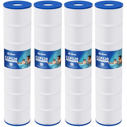 Hiioors CCP520 Pool Filter Cartridges 4 Pack Compatible with Pentair Clean & Clear Plus 520 Replace Pentair R173578 Pleatco PCC130 520 sq.ft Heavy Duty 5 oz+ Trilobal Fabric