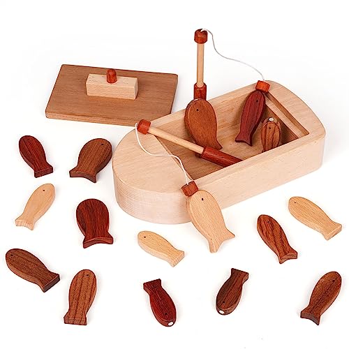 Image of Magnetic Wooden Fishing Game for Toddlers Montessori Fishing Toy Counting Toy Shape Sorting and Matching Game Fine Motor Skills Early Learning Eyes Hands Cooperation Toy for Boys & Girls