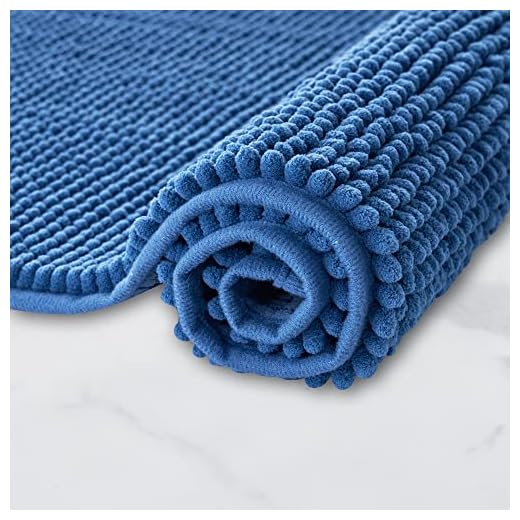 Decomira Tapis de Bain Antidérapant en Chenille | Super Absorbant et Lavable en Machine | pour la Salle de Bain, Douche, Baignoire ou comme Tapis WC | Bleu - 40x60 cm
