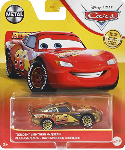 Disney Pixar Cars Lightning McQueeen Gold Spielzeugauto Charakter, Geschenk für Kinder ab 3 Jahren (Mattel GYG27), Bunt – Bild 5