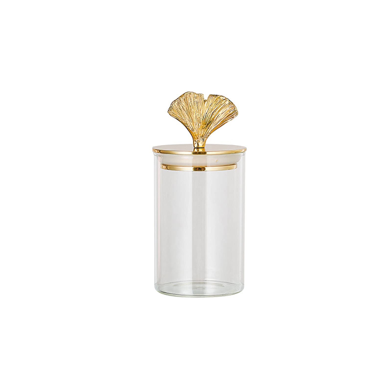 Botes para Alimentos Ginkgo Biloba Frascos de almacenamiento decorativos con tapa EUROPE GILDED CRAFT CRAFT Botella de cristal Dispensador de grano Sellado Bocadillos Jar Decoración del hogar Botes He