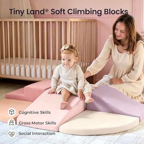 Image of Tiny Land Soft Foam Climbing Blocks for Toddlers, 6-Piece Foam Blocks