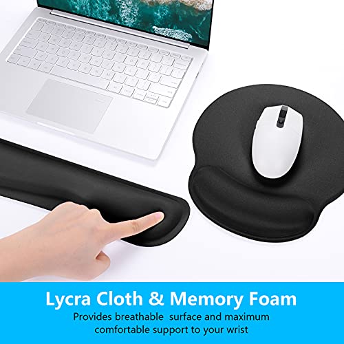Dapesuom Keyboard Wrist Rest and Mouse Pad with Wrist Support, Memory Foam Wrist Rests for Keyboard and Mouse Set, Ergonomic Wrist Pad with Non Slip Base for Easy Typing & Pain Relief,Jet Black - Image 4