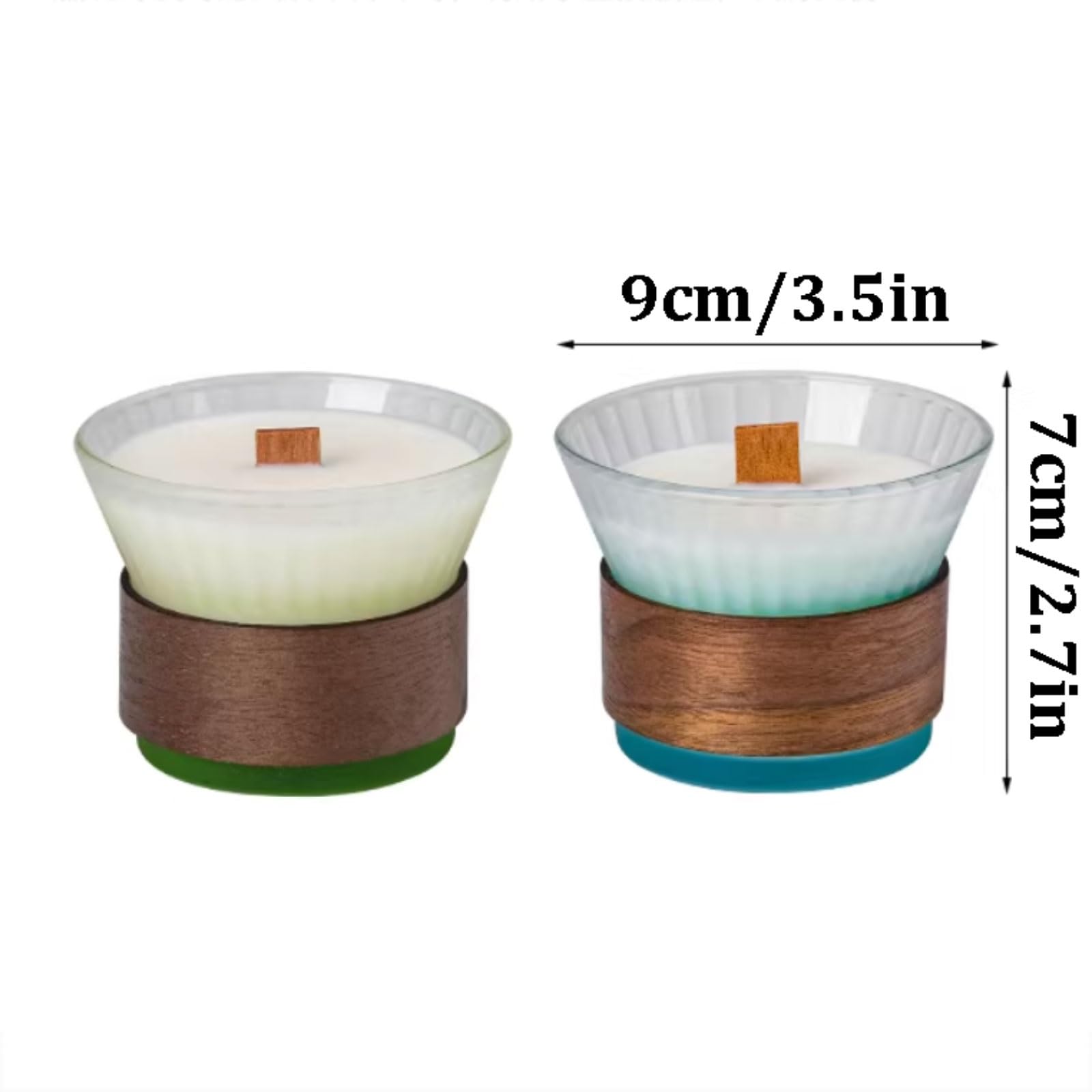 Vela perfumada, Duradero reutilizable multicolor de la mandarina verde de la vela perfumada soja de cristal(Gr�n,Osmanthus)