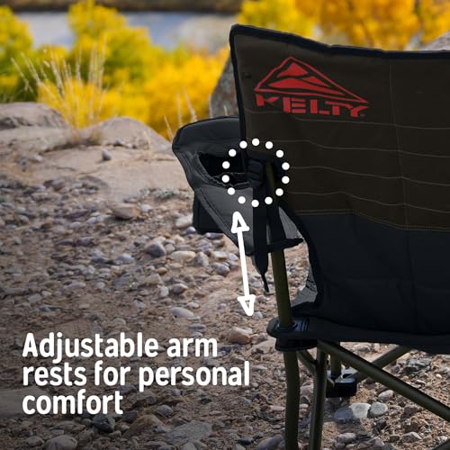 Image of Kelty Deluxe Lounge Chair - Folding Outdoor Camp Chair, Insulated Cupholders, Customized Recline, Steel Frame, Padded Roll Storage, 2024 (Deep Lake)