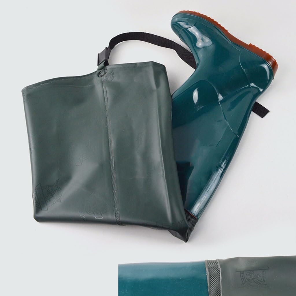 Hip Waders PVC Waterproof Hip Wader With Adjustable Buckle, 80cm High Knee High Buttocks Boots